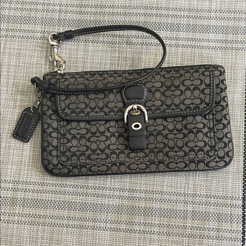 Coach Signature Black and Gray Wristlet